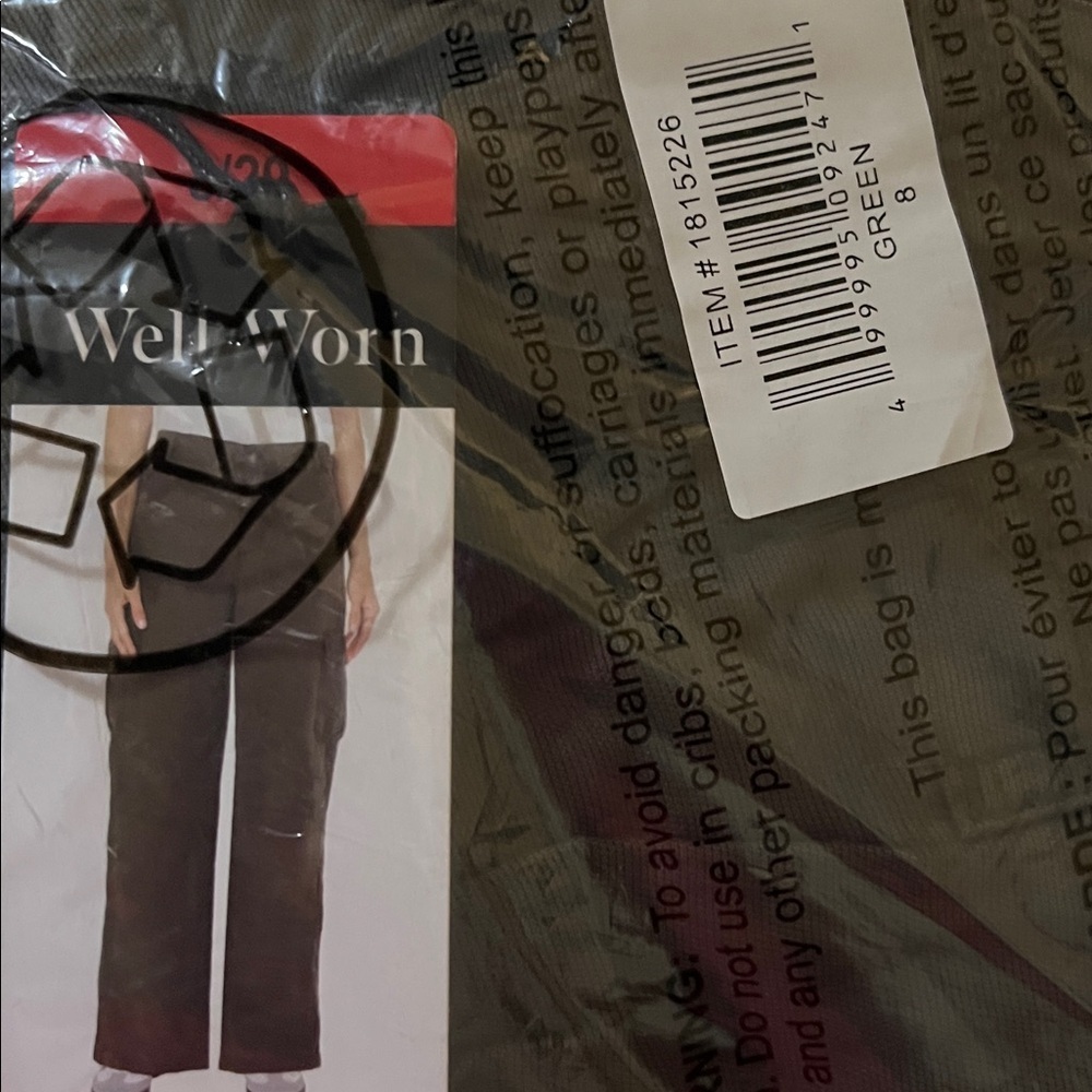 NWT Well Worn Women's Wide Leg Comfort Cargo Pants Green 14 16 8 - Picture 7 of 8